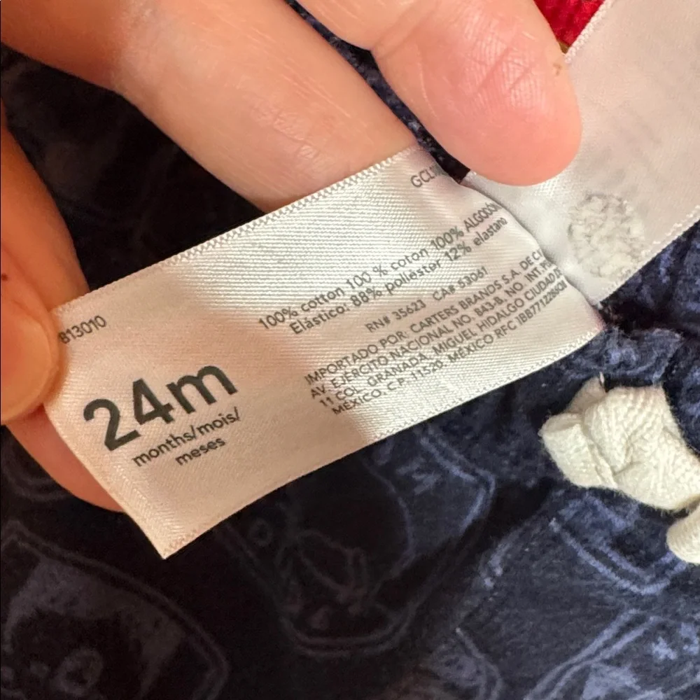Carter’s Red Thermal Henley Bodysuit & Blue Animal Jogger Pants Set | 24 Months